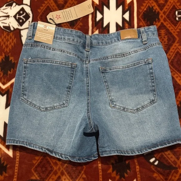 Women's Distressed Blue Jean Shorts - Picture 3 of 3